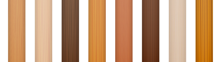 alignement des différents bois en un camaïeu de couleurs