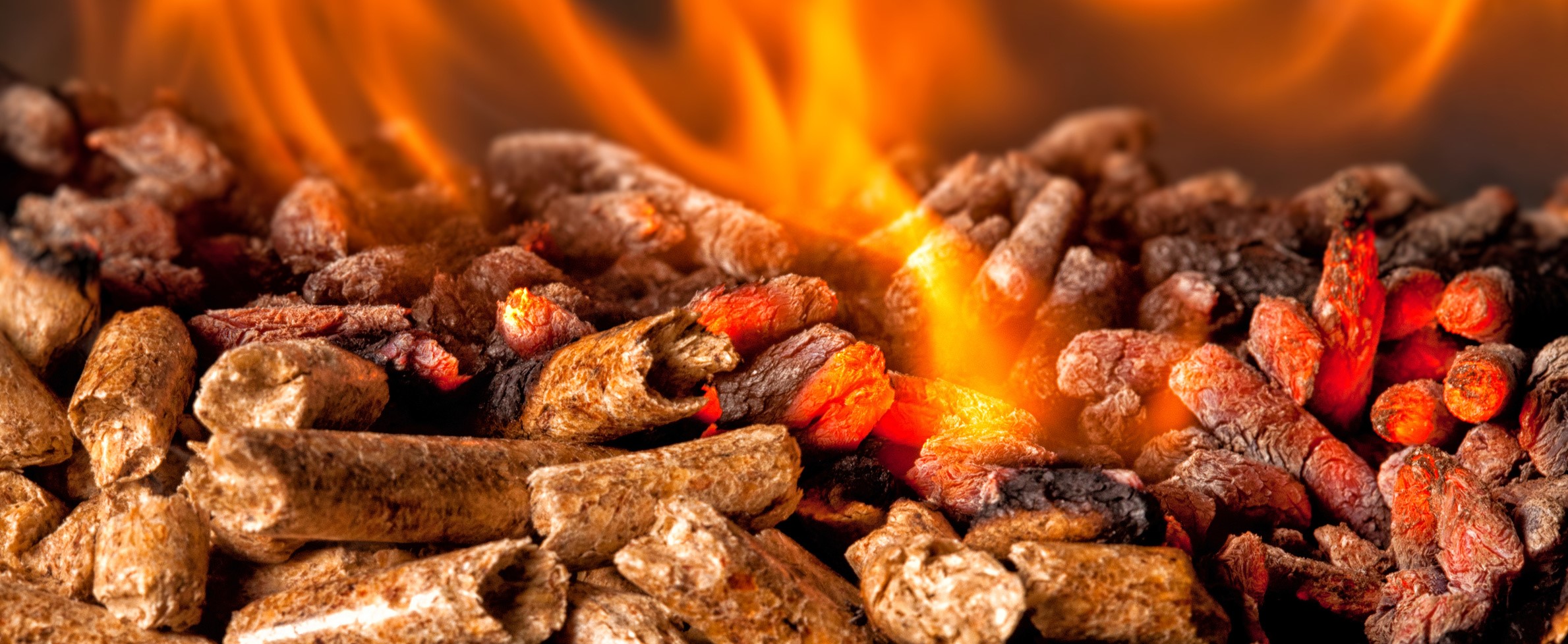 bois granulés consumés par le feu