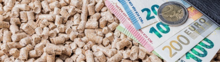 billets d'euros enfouis dans du pellets de bois