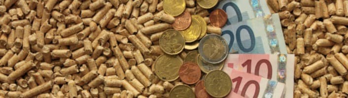 billets et pièces d'euros enfouis dans des granulés de bois