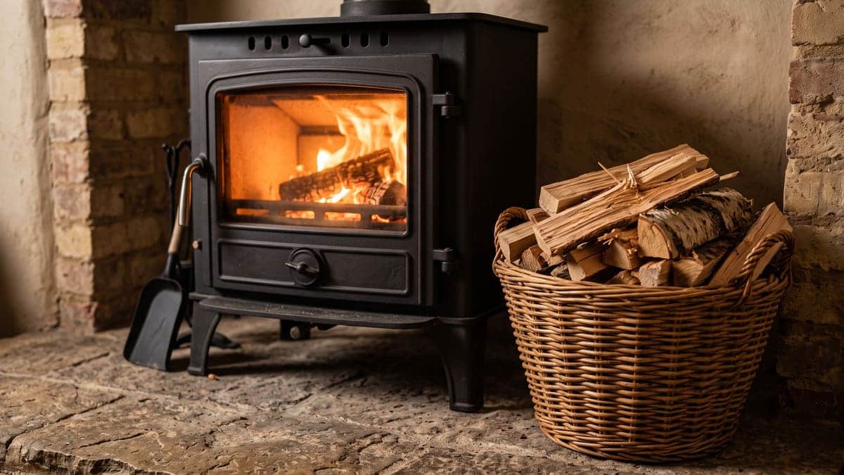 Poêle à bois dans une maison