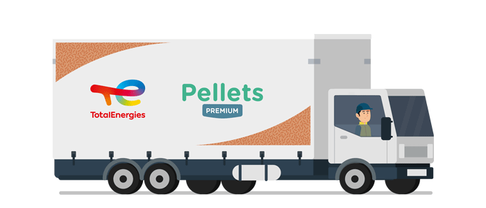 vignette d'un camion livrant du pellets TotalEnergies