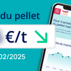 smartphone affichant le prix du pellets en 2025
