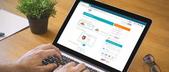 personne faisant un achat de pellets en ligne