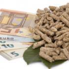 billets d'euros et un tas de pellets de bois