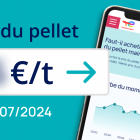 smartphone affichant le prix du pellets en 2024
