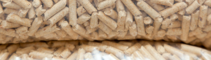 focus sur sacs de pellets de bois