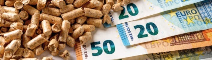 billets d'euros enfouis dans du pellets