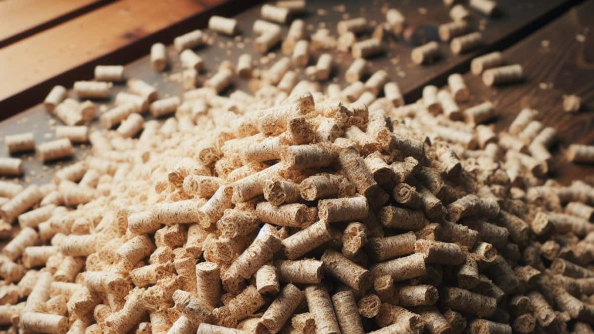 tas de pellets de bois