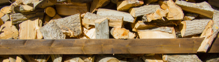 bûches de bois coupées et empilées