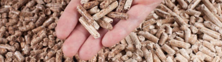 main remplie de pellets de bois