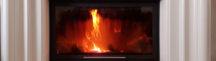 focus sur un insert bois allumé
