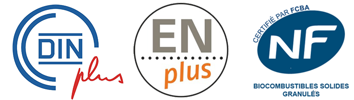 logos des trois certifications du conditionnements des granulés de bois