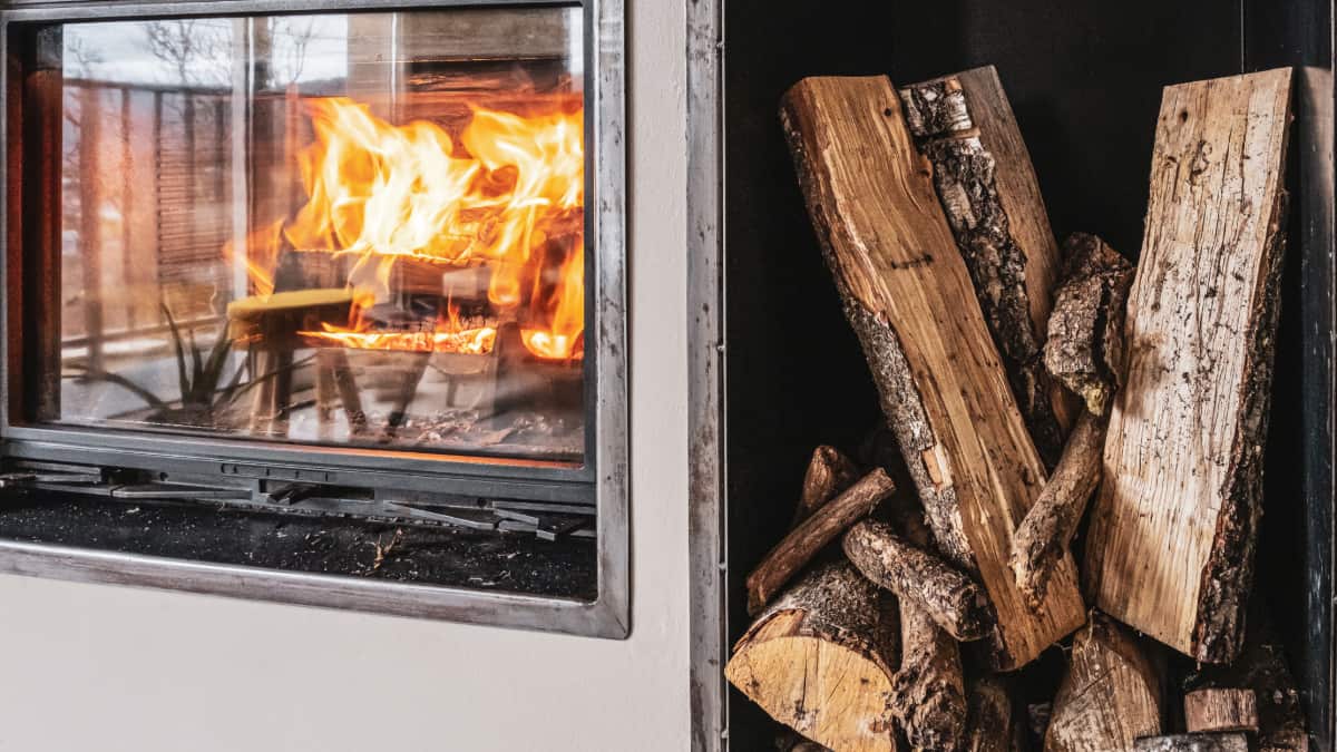 focus sur un insert bois allumé