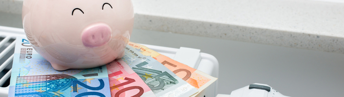 une tirelire cochon sur des billets d'euros
