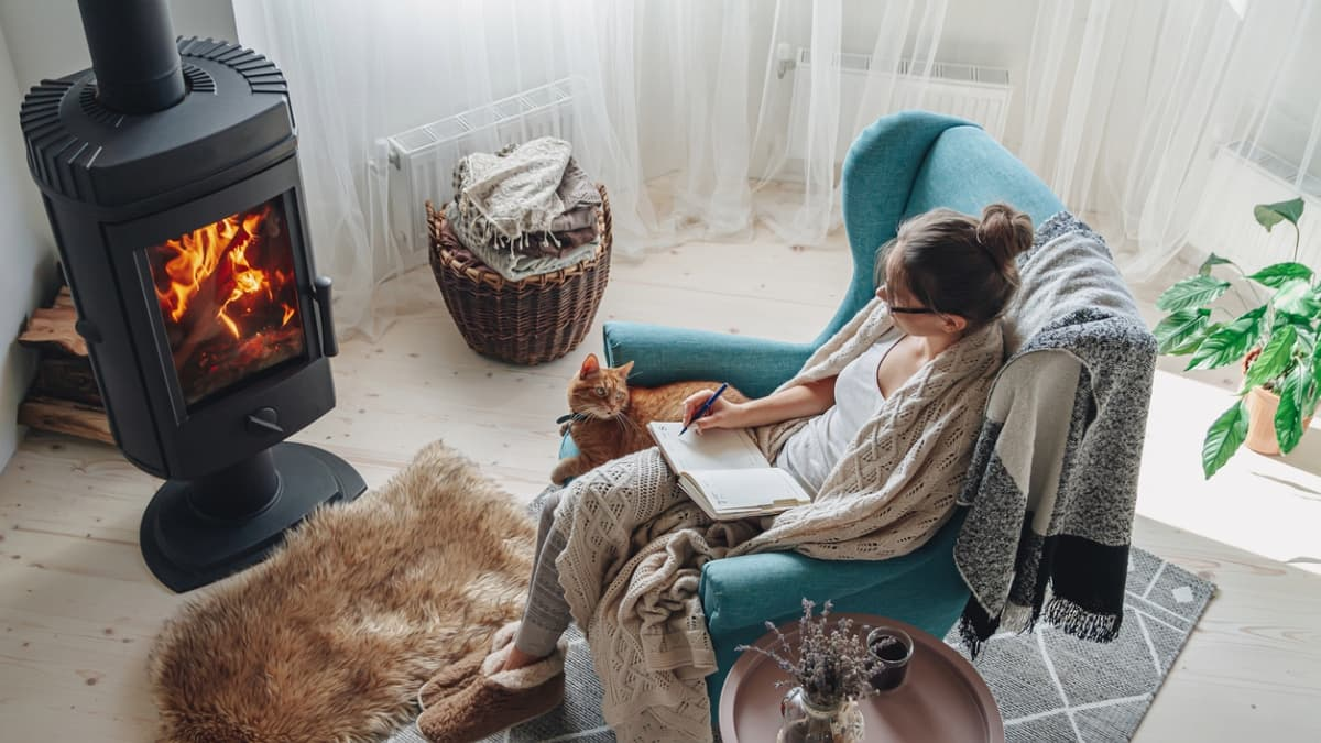 femme avec son chat dans un fauteuil