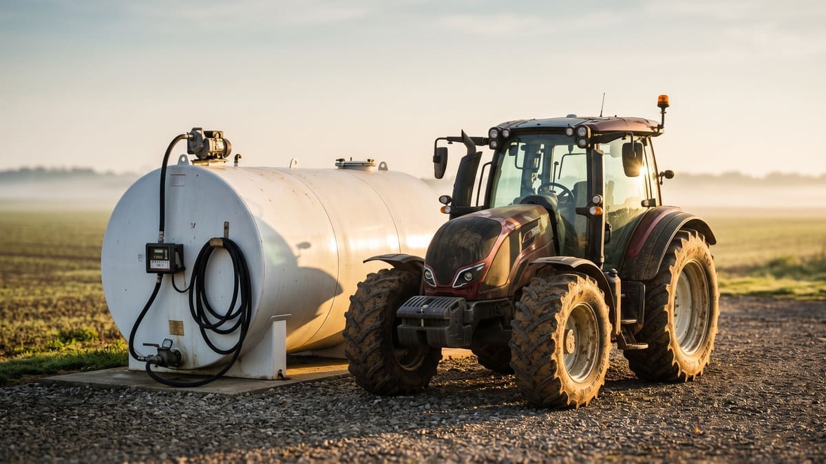 Un tracteur roulant au GNR dans une exploitation agricole