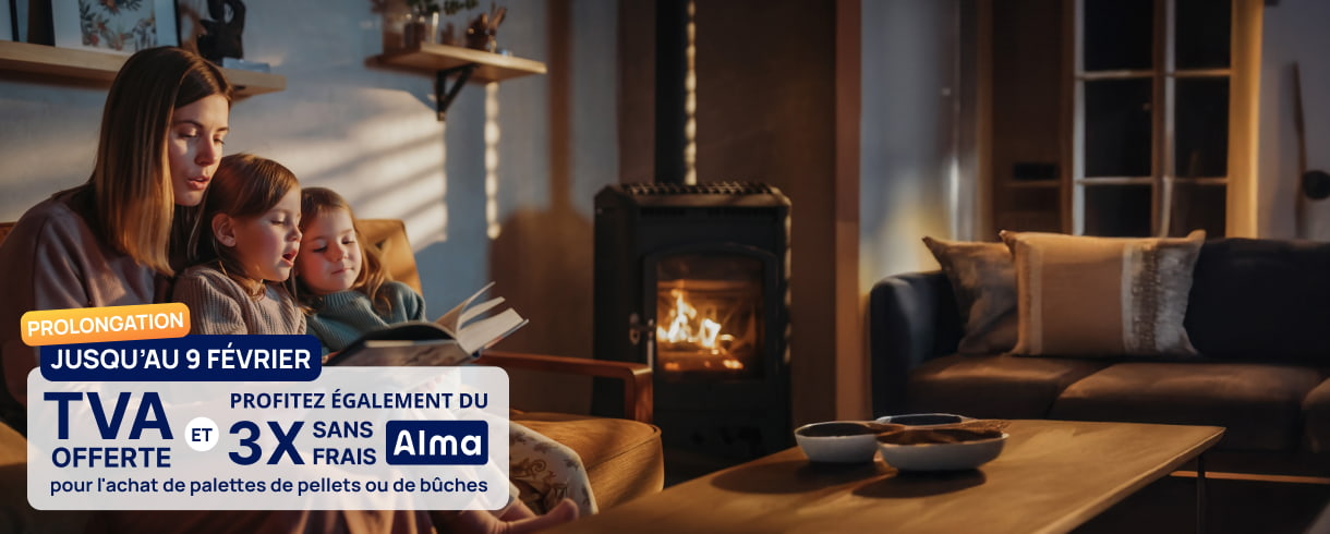 Offre hivernale : tva offerte + 3x sans frais sur pellets et bûches !