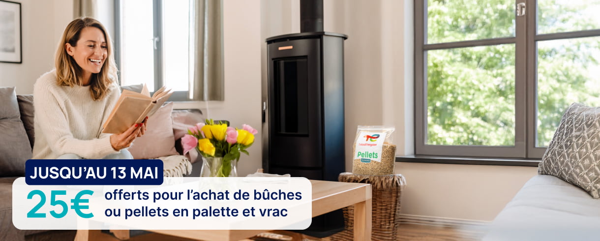 Du 6 au 13 mai, profitez de 25€ de remise sur les pellets et bûches