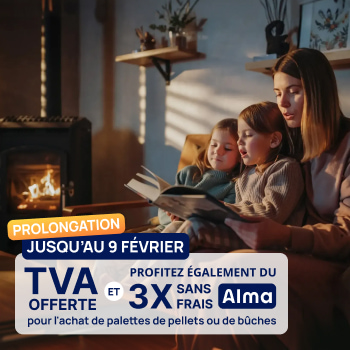 Offre hivernale : tva offerte + 3x sans frais sur pellets et bûches !